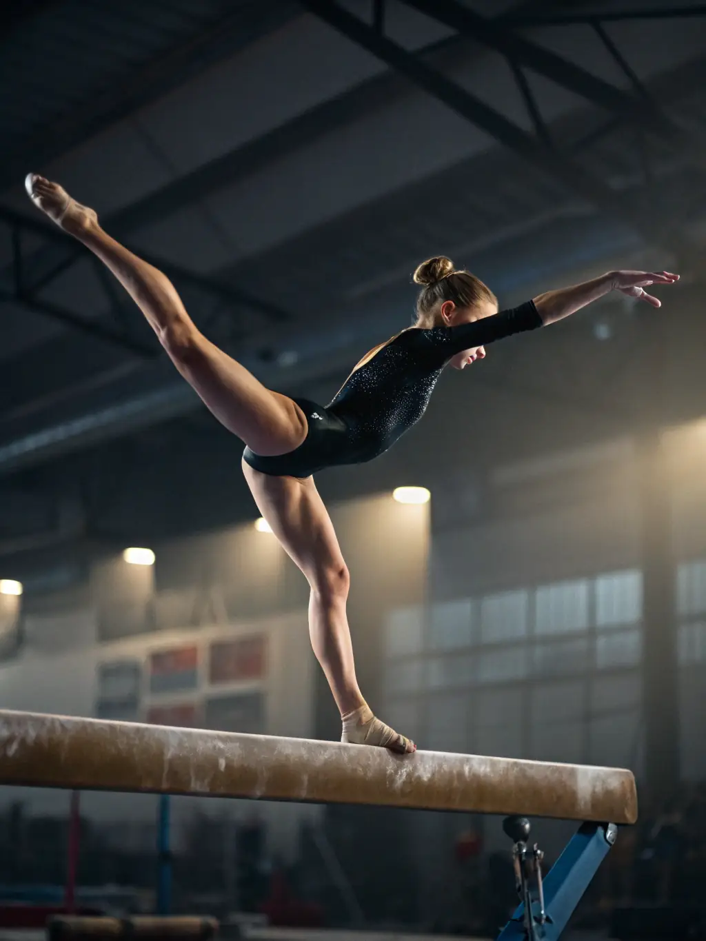 A person confidently performing a gymnastics routine, highlighting the skill development and personal growth opportunities available through the association.